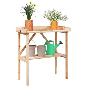 vidaXL Τραπέζι Φυτών με Ράφι 78 x 38 x 82,5 εκ. από Μασίφ Ξύλο Ελάτης