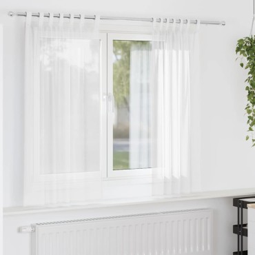 vidaXL Κουρτίνες Voile με βρόχους 2 τεμάχια Λευκό 140x140cm