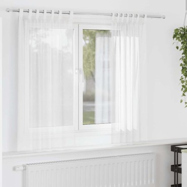 vidaXL Κουρτίνες Voile με βρόχους 2 τεμάχια Λευκό 140x175cm