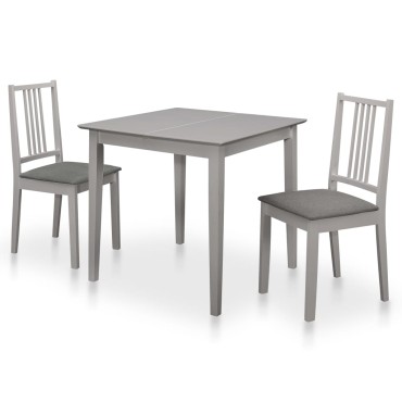 vidaXL Σετ Τραπεζαρίας 3 τεμ. Γκρι από MDF (80-120)x80x74cm