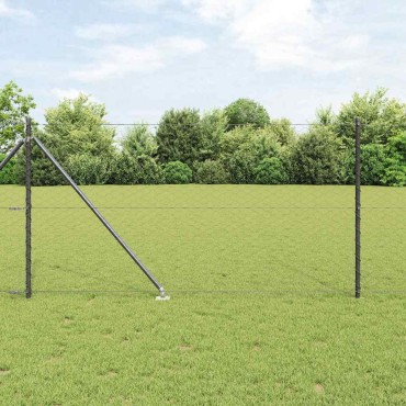 vidaXL Εξαγωνική Φράχτη με Στύλο 25x1 m PVC-Επικαλυμμένο Ατσάλι Γκρι
