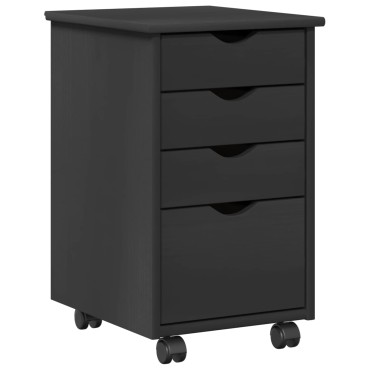 vidaXL Κινητό Ντουλάπι με τροχούς Γκρι 34x39x56cm Στερεό πεύκο