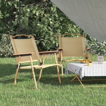 vidaXL Καρέκλες Κάμπινγκ 2 τεμ. Μπεζ 54x55x78cm Ύφασμα Oxford