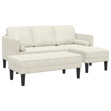 vidaXL Σετ Καναπέ 2 τεμ. Κρεμ Πολυεστέρας 173x131x67cm  Διθέσιος