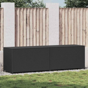 vidaXL Κουτί Αποθήκευσης Κήπου Μαύρο 200x50x60cm από Συνθετικό Ρατάν 1 τεμ.