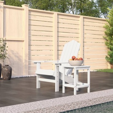 vidaXL Καρέκλα Κήπου Adirondack Λευκή από HDPE με Τραπεζάκι 38x38x46cm 1 τεμ.