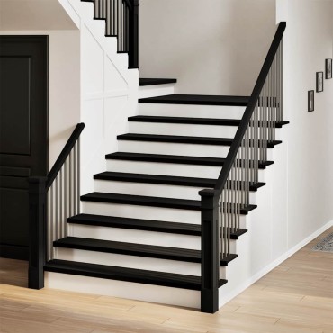 vidaXL Πατάκια Σκάλας 20 τεμ. Καφέ-Μαύρο 120x30x2 cm Ξύλο Δρυός