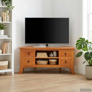 vidaXL Ντουλάπι TV Φυσικό 100x40,5x46cm Στερεό ξύλο Μαόνι 1 τεμ.