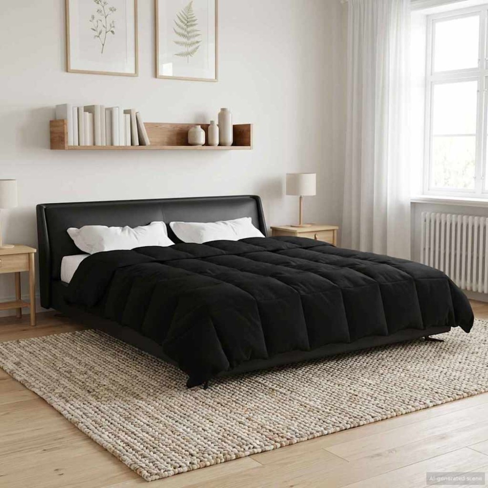 vidaXL Καλοκαιρινό Παπλωματοθήκη Μαύρο 200 x 220 cm Μικροΐνες