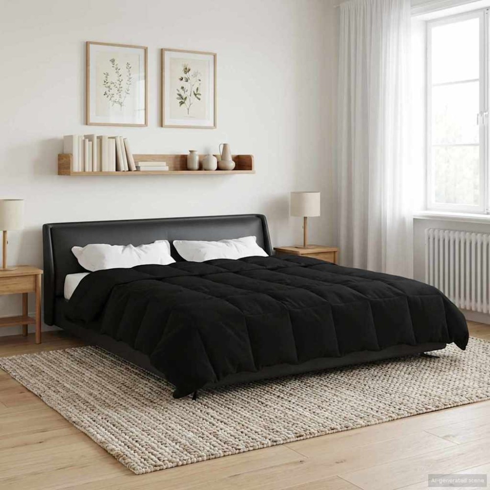 vidaXL Καλοκαιρινό Παπλωματοθήκη Μαύρο 220 x 240 cm Μικροΐνες