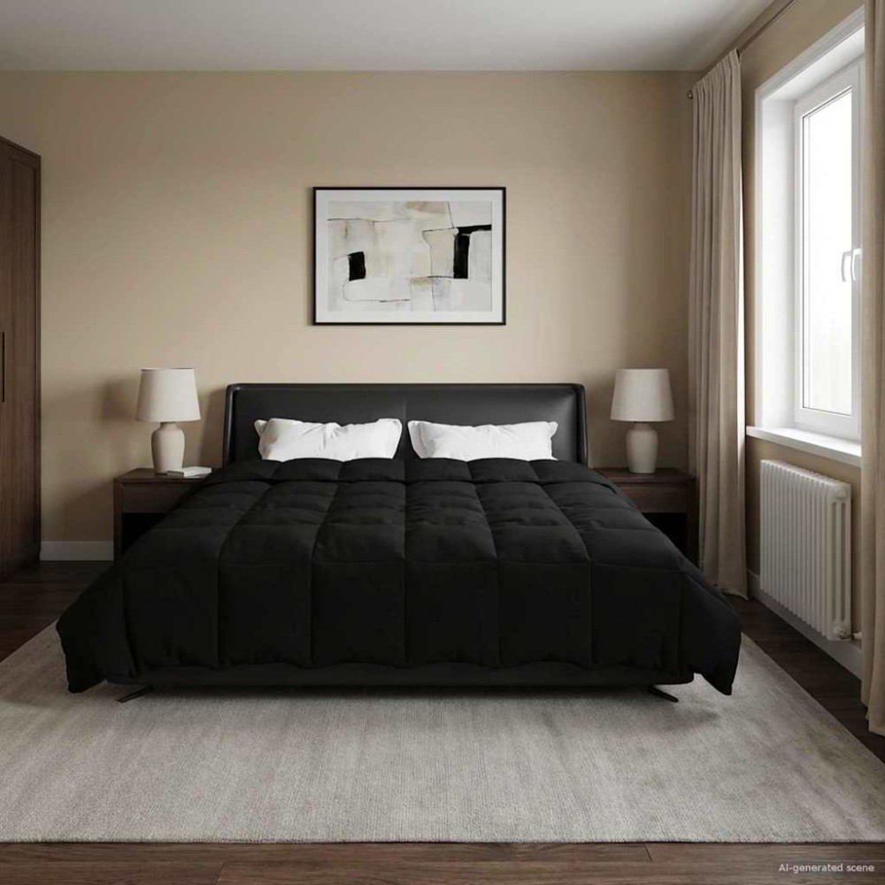 vidaXL Καλοκαιρινό Παπλωματοθήκη Μαύρο 220 x 260 cm Μικροΐνες