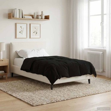 vidaXL Κουβέρτα ολόκληρου του χρόνου Μαύρο 135 x 200 cm Μικροΐνες
