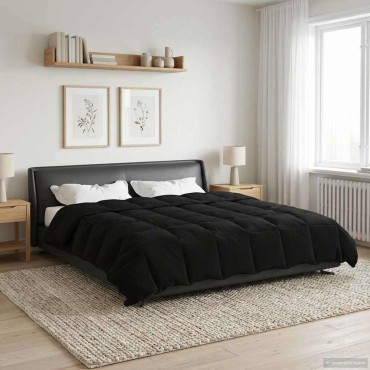 vidaXL Κουβέρτα ολόκληρου του χρόνου Μαύρο 200 x 220 cm Μικροΐνες