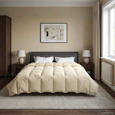 vidaXL Κουβέρτα ολόκληρου του χρόνου Κρεμ 200 x 220 cm Μικροΐνες