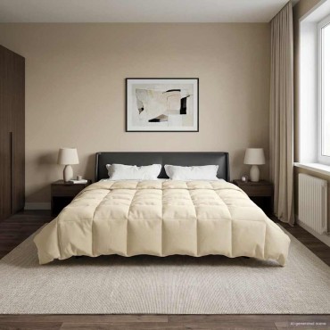 vidaXL Κουβέρτα ολόκληρου του χρόνου Κρεμ 220 x 240 cm Μικροΐνες