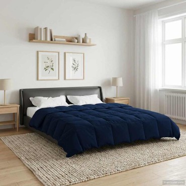 vidaXL Χειμερινό Παπλωματοθήκη Σκούρο Μπλε 220 x 240 cm Μικροΐνες