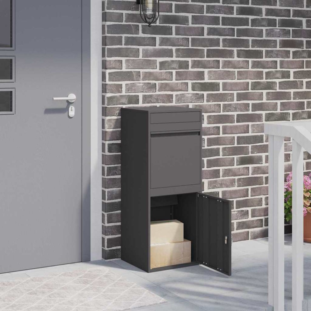 vidaXL Θυρίδα Πακέτων με αποθήκευση Μαύρο 47,5 x 38 x 59 εκ. Ατσάλι