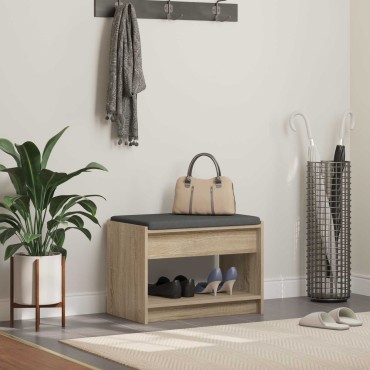 vidaXL Παγκάκι Χαλωρίου με μαξιλάρι Δρύς Sonoma 63x38x45 εκ 1 τεμ.
