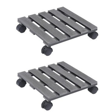 vidaXL Βάσεις για Γλάστρες με Ρόδες 2 τεμ. Γκρι 30x30x7,5 εκ. από WPC