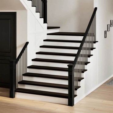 vidaXL Πέλματα Σκάλας 2 τεμάχια Καφέ-Μαύρο 110x30x2cm μασίφ ξύλο δρυς