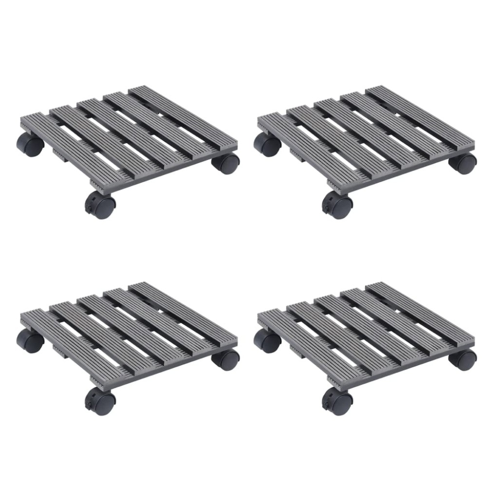 vidaXL Βάσεις για Γλάστρες με Ρόδες 4 τεμ. Γκρι 30x30x7,5 εκ. από WPC