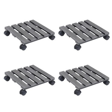 vidaXL Βάσεις για Γλάστρες με Ρόδες 4 τεμ. Γκρι 30x30x7,5 εκ. από WPC