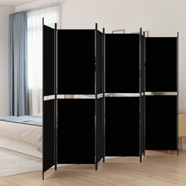 vidaXL Διαχωριστικό Δωματίου με 6 Πάνελ Μαύρο 300x200cm από Ύφασμα 1 τεμ.