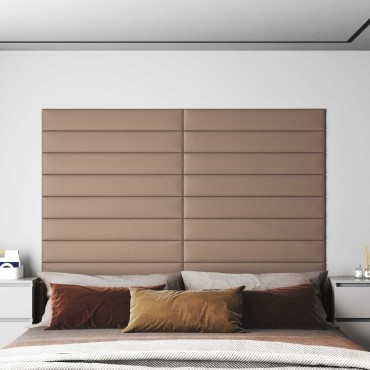 vidaXL Κεφαλάρι Τοίχου 12 τμχ. 90 x 15 cm Καπουτσίνο ύφασμα