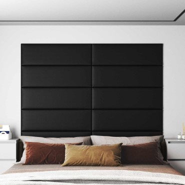 vidaXL Κεφαλάρι Τοίχου 12 τμχ. 90 x 30 cm Μαύρο ύφασμα