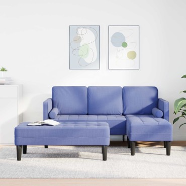vidaXL Σετ Καναπέ 2 τεμ. Μπλε τζην Πολυεστέρας 173x131x67cm  Διθέσιος