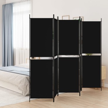 vidaXL Διαχωριστικό Δωματίου με 5 Πάνελ Μαύρο 250x200cm από Ύφασμα 1 τεμ.
