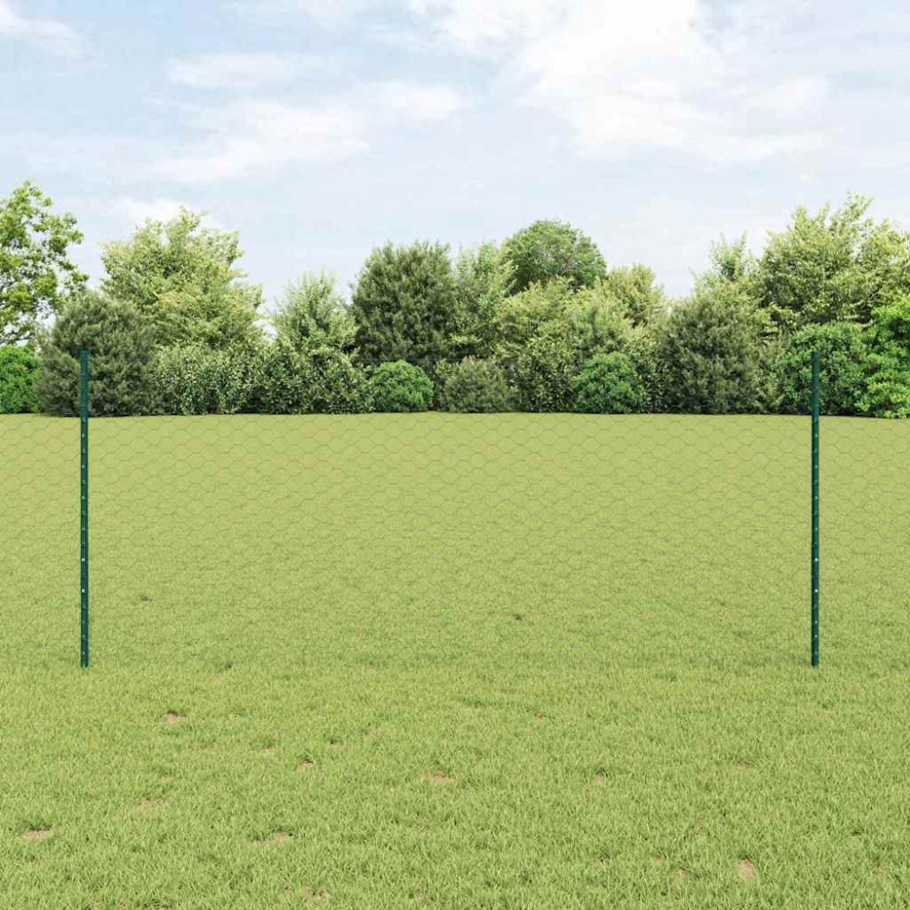 vidaXL Εξαγωνική Φράχτη με Στύλο 25x1 m PVC-Επικαλυμμένο Ατσάλι