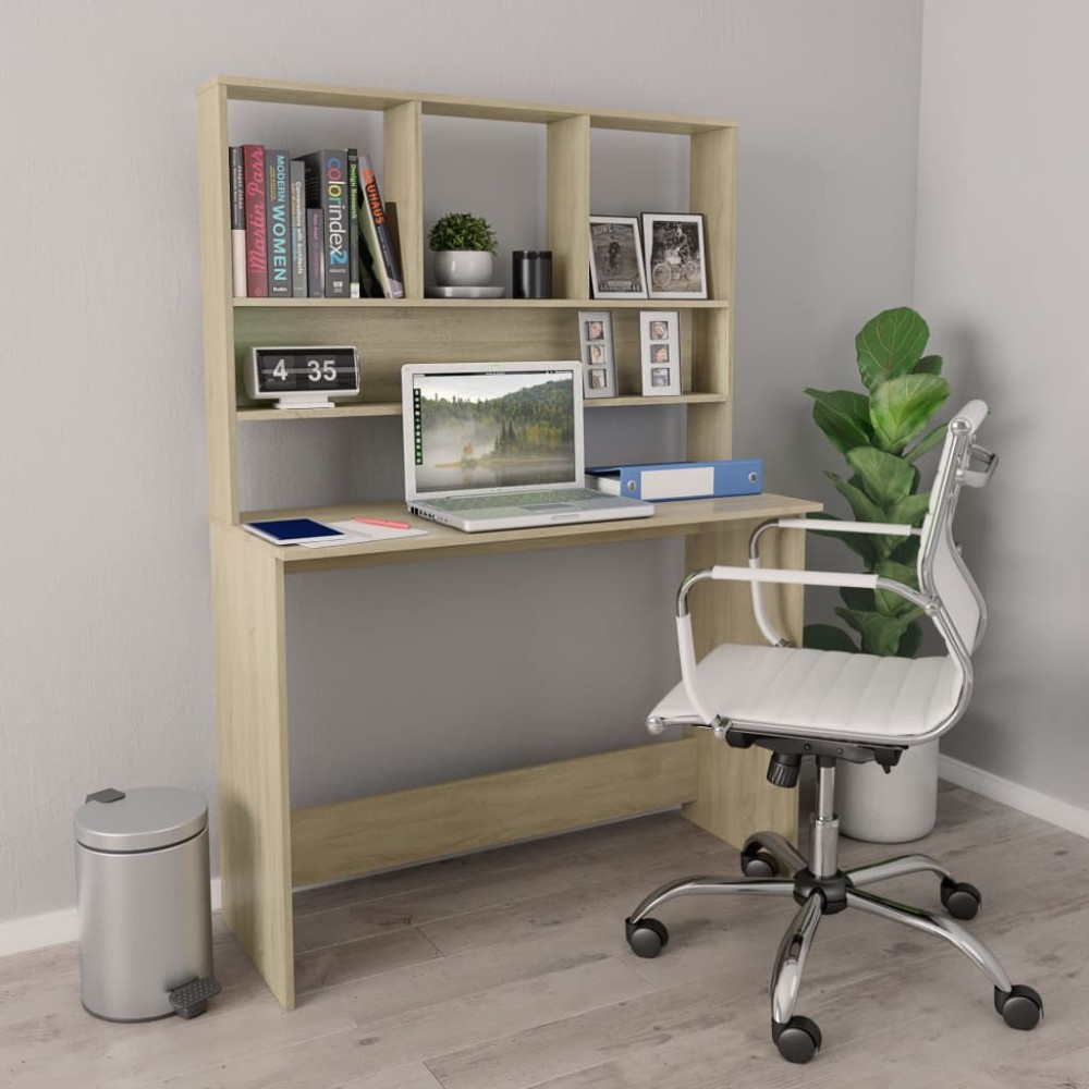 vidaXL Γραφείο με Ράφια Sonoma Δρυς 110x45x157cm από Μοριοσανίδα 1 τεμ.