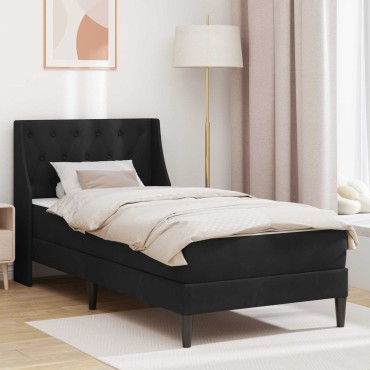 vidaXL Σκελετός κρεβατιού με στρώμα Μαύρο 90x200cm Βελούδο