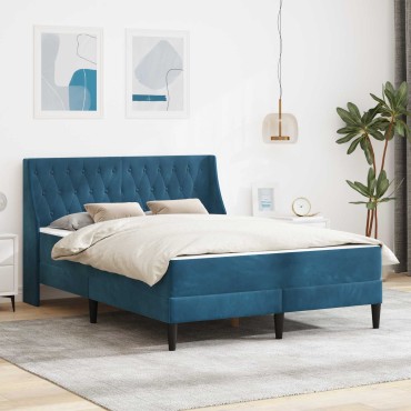vidaXL Σκελετός κρεβατιού με στρώμα Μπλε 120x200cm Βελούδο