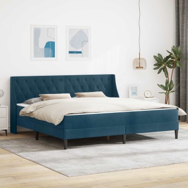 vidaXL Σκελετός κρεβατιού με στρώμα Μπλε 200x200cm Βελούδο