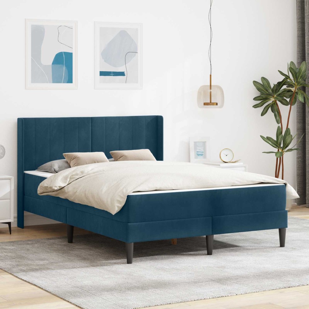 vidaXL Σκελετός κρεβατιού με στρώμα Μπλε 120 x 200 cm Βελούδο