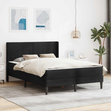 vidaXL Σκελετός κρεβατιού με στρώμα Μαύρο 140 x 190 cm Βελούδο