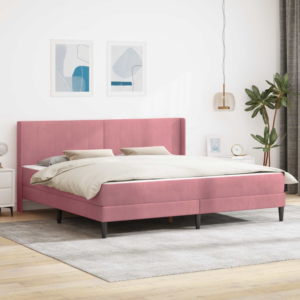 vidaXL Σκελετός κρεβατιού με στρώμα Ροζ 180x200cm Βελούδο