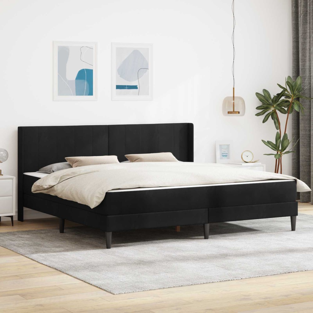 vidaXL Σκελετός κρεβατιού με στρώμα Μαύρο 180 x 200 cm Βελούδο