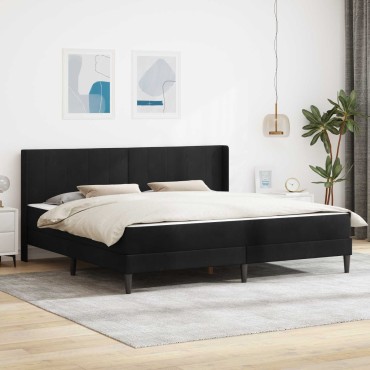 vidaXL Σκελετός κρεβατιού με στρώμα Μαύρο 200x200cm Βελούδο
