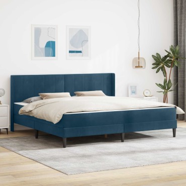 vidaXL Σκελετός κρεβατιού με στρώμα Μπλε 200x200cm Βελούδο