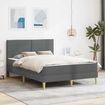 vidaXL Σκελετός Κρεβατιού Σκούρο Γκρι 140x200cm Πολυεστέρας