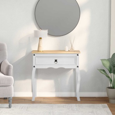 vidaXL Κονσόλα Λευκό 73x35x73cm Στερεά ξυλεία πεύκου 1 τεμ.