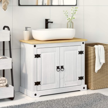 vidaXL Ντουλάπι νιπτήρα Λευκό 73x33x60cm Στερεά ξυλεία πεύκου