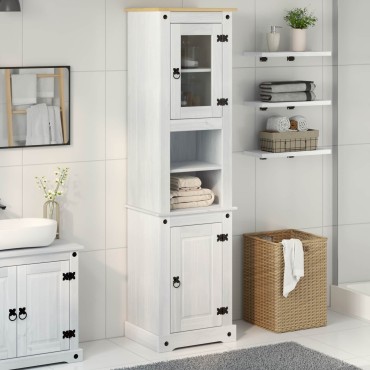 vidaXL Ντουλάπι Μπάνιου Λευκό 50x40x185cm Στερεά ξυλεία πεύκου