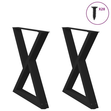 vidaXL Πόδια Τραπεζαρίας 2 τεμ. Μαύρο 80x(72-73,3)cm Ατσάλι