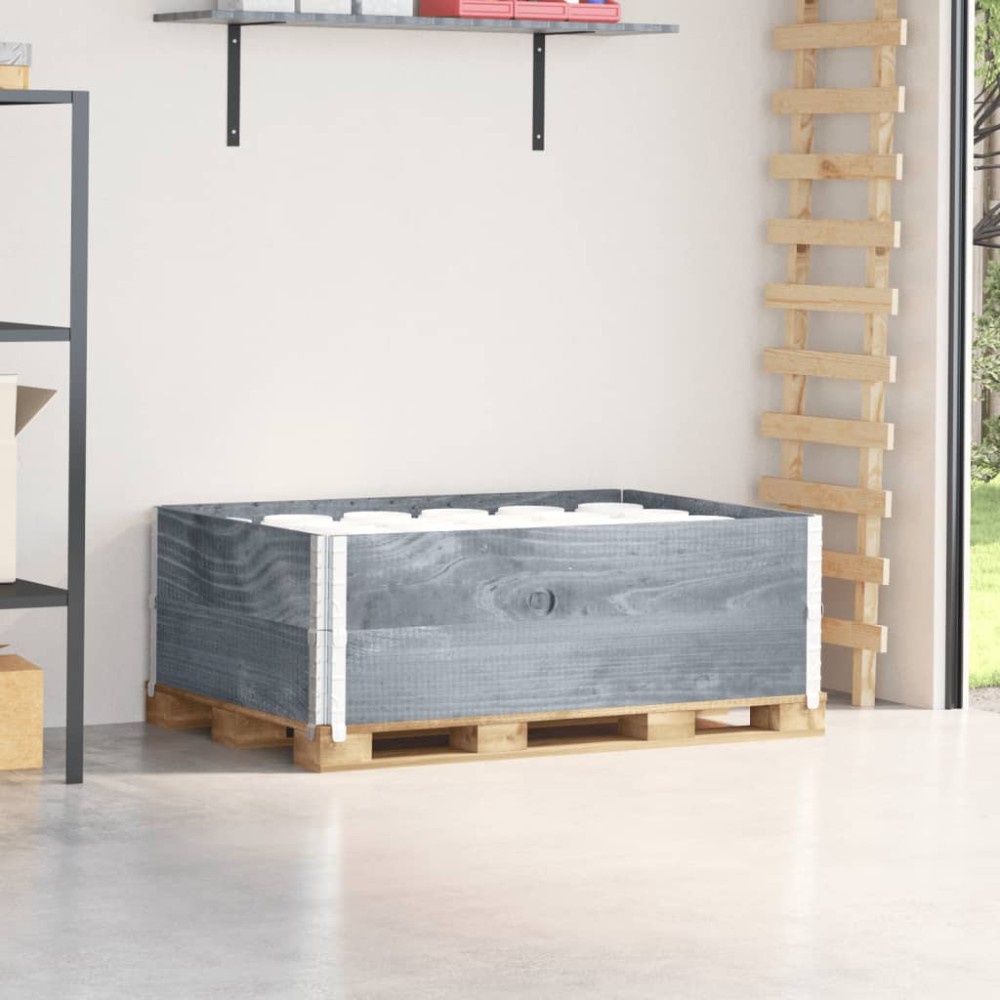 vidaXL Κολάρα Παλέτας 2 τεμ. Γκρι 120x80 εκ. από Μασίφ Ξύλο Πεύκου