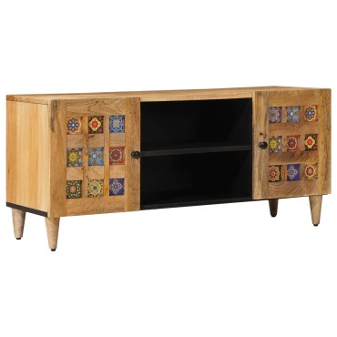 vidaXL Ντουλάπι TV με ράφι Φυσικό 105x33x46cm Στερεό ξύλο μάνγκο 1 τεμ.