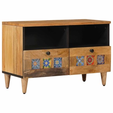 vidaXL Ντουλάπι TV με ράφι Φυσικό 70x33x46cm Στερεό ξύλο μάνγκο 1 τεμ.